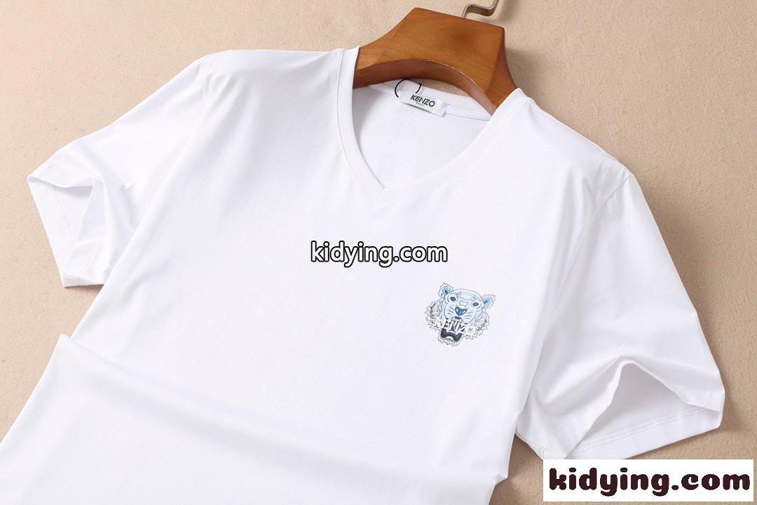 3色あり 定番 カジュアル 着心地抜群 Vネック ケンゾー tシャツ コピー 半袖 春夏 タイガーロゴ トップス-3