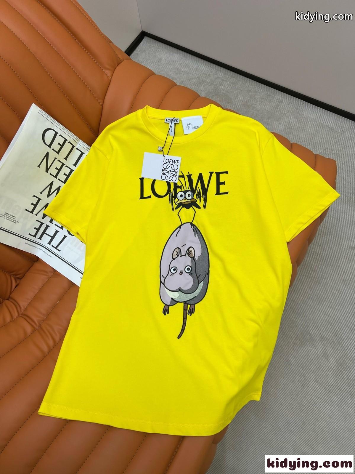 可愛い プリント ゆったり 選べる4色 刺繍 カジュアル おしゃれ ロエベ 半袖tシャツ コピー レディース-2