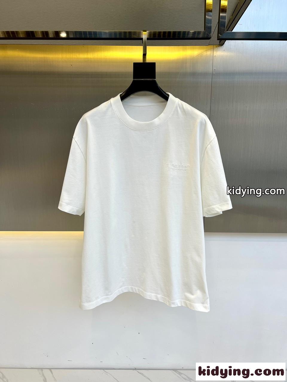 シンプル クルーネック半袖Tシャツ バーバリー Tシャツ 偽物 ホワイト-0