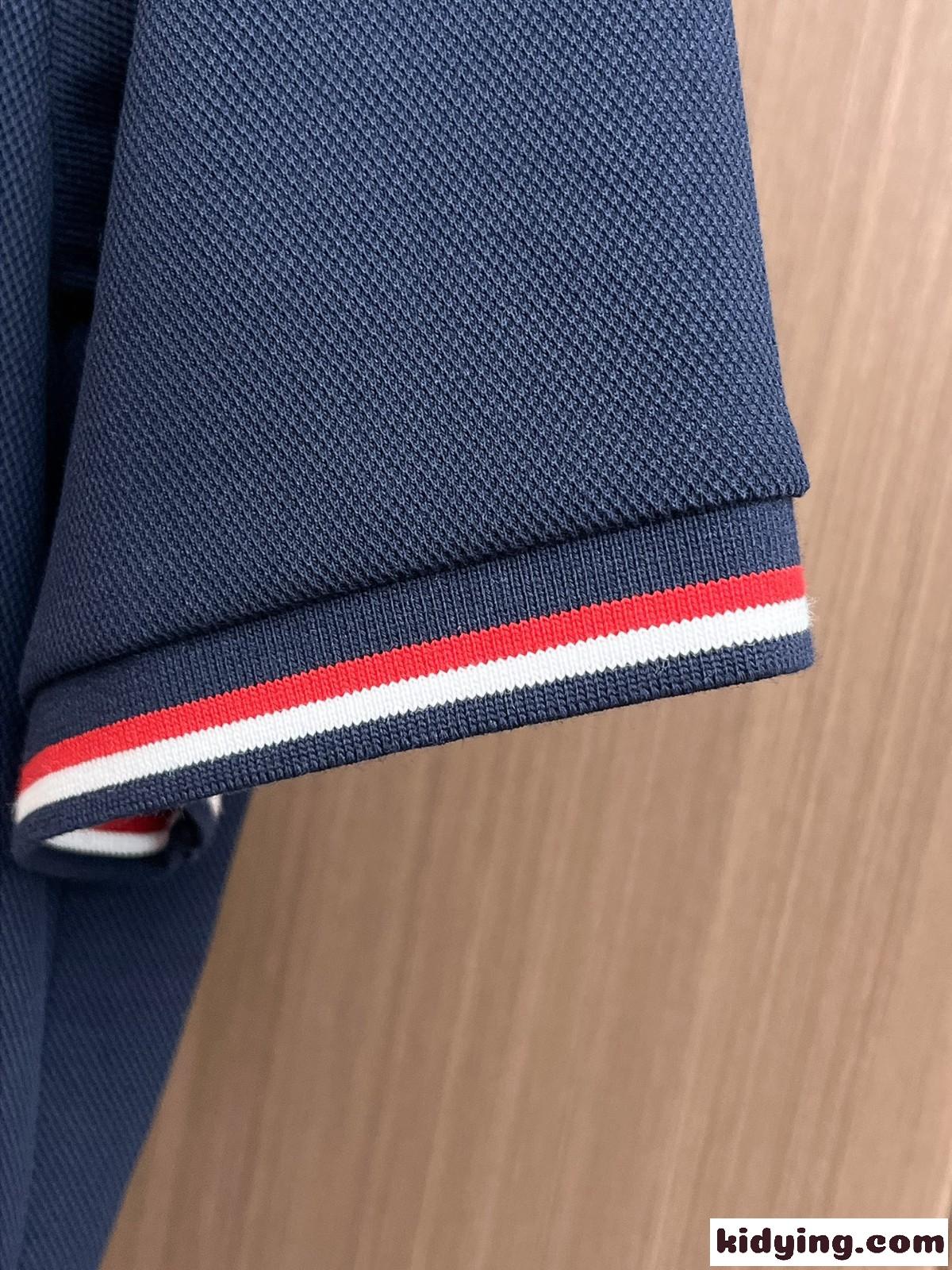 定番 ストライプ トムブラウン Tシャツ 偽物 コットン ポロシャツ ネイビー-4