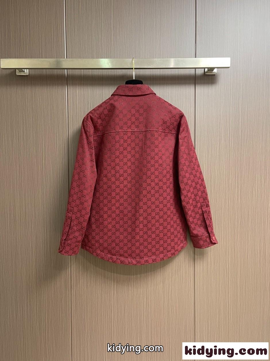 上品 洗練された GG ダウン入り シャツジャケット グッチ ジャケット コピー レッド-1