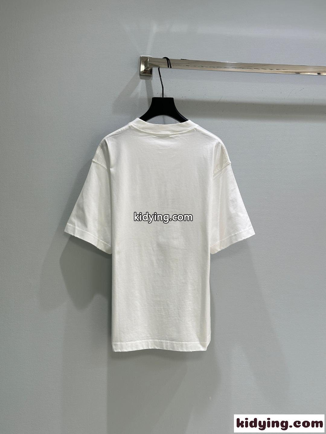カジュアル ロゴ 半袖Tシャツ バレンシアガ Tシャツ コピー ユニセックス ホワイト-4