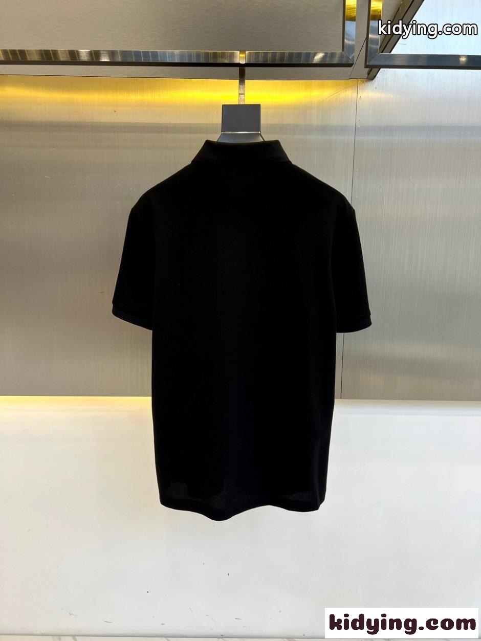 シンプル コットンピケ 半袖 ポロシャツ サルヴァトーレ・フェラガモ Tシャツ 偽物 ブラック-3