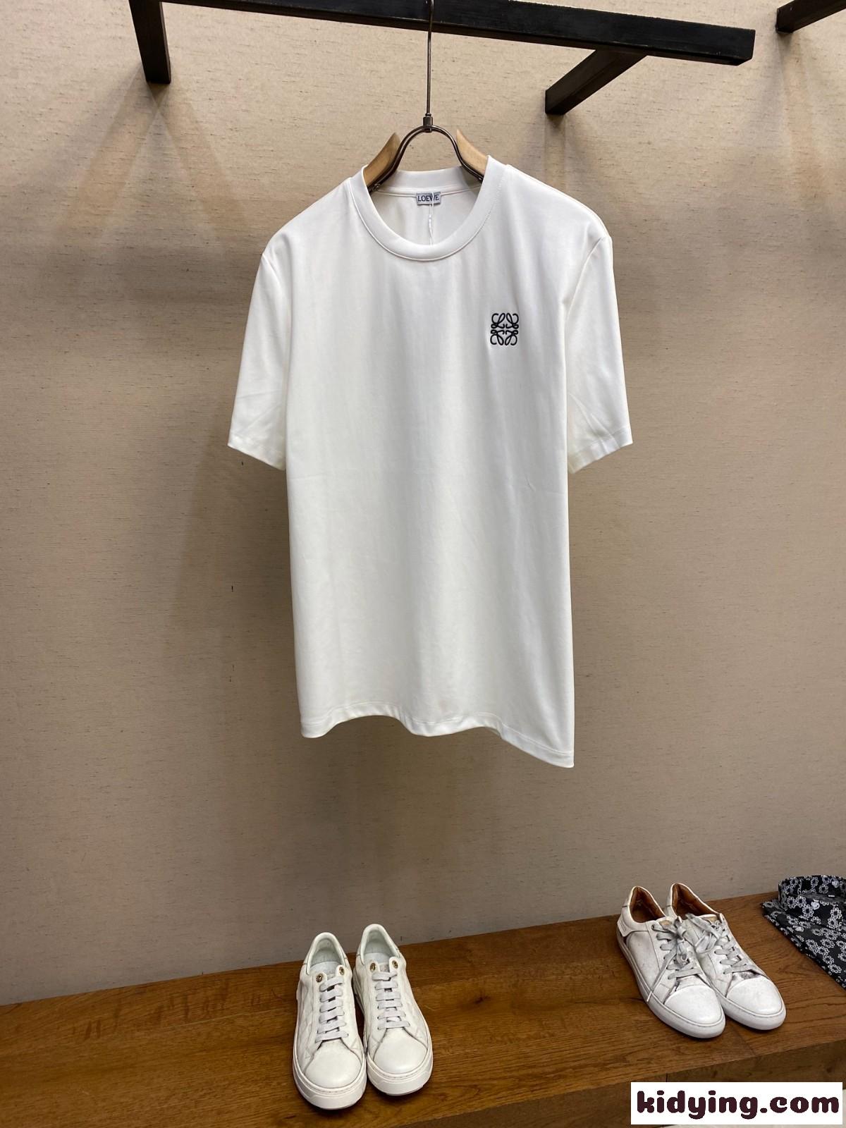ロエベ Tシャツ コピー シンプル アナグラム コットンブレンドTシャツ 半袖トップス ホワイト-1