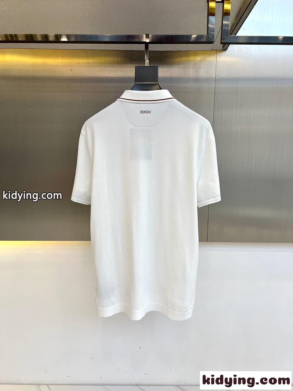 カジュアル 半袖ポロシャツ エルメネジルド・ゼニア Tシャツ コピー ホワイト-3