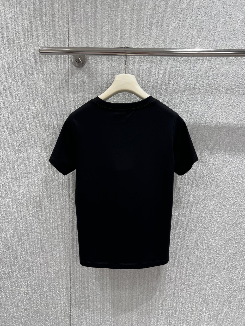 フェンディ Tシャツ 偽物 シンプル 合わせやすい コットン 半袖Tシャツ ブラック-1