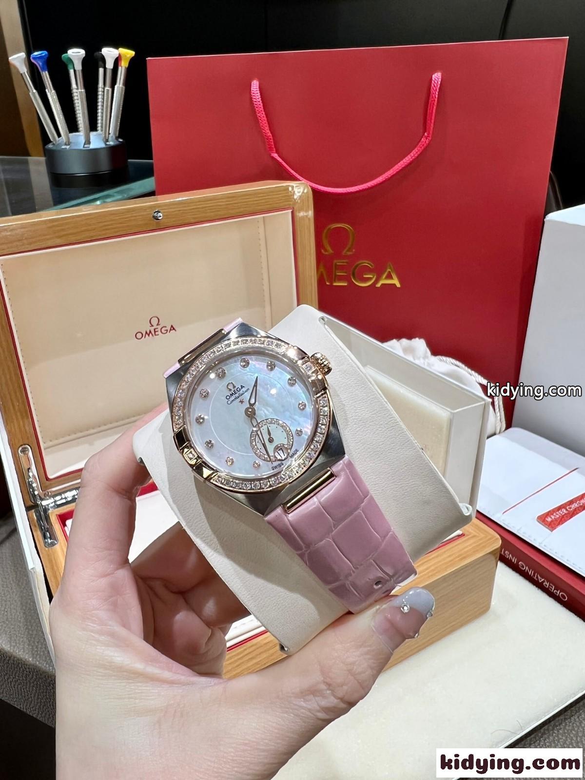 上品 オメガ 時計 コピー 腕時計 おしゃれ 人気 ウォッチ 34mm レディース エレガント-3