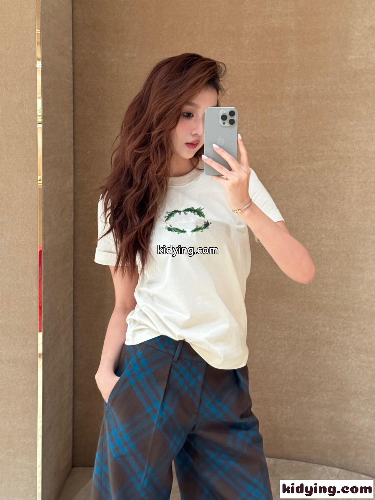 シスル ロゴ コットンTシャツ バーバリー Tシャツ コピー ホワイト-5