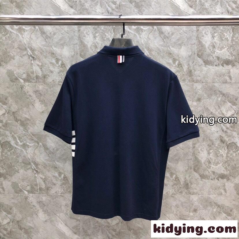 洗練された おしゃれ トムブラウン Tシャツ コピー 半袖 ポロシャツ ネイビー-4