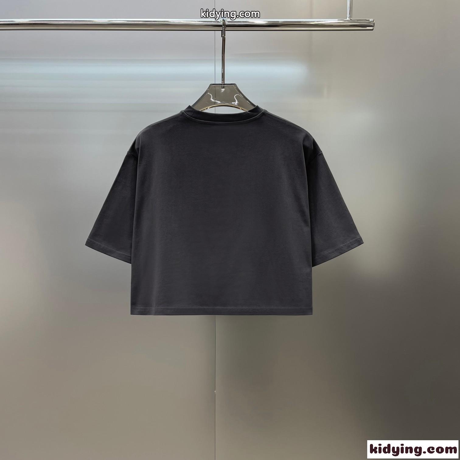 カジュアル ロゴプリント クロップドTシャツ バルマン Tシャツ コピー 半袖 トップス-1