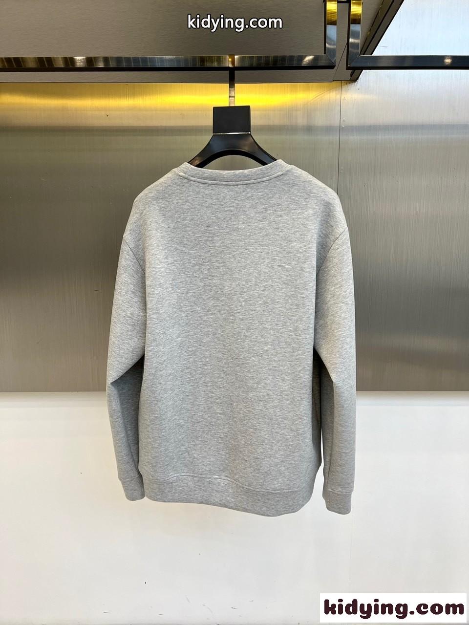 定番 カジュアル スウェットシャツ エルメス Tシャツ コピー クルーネック グレー-3