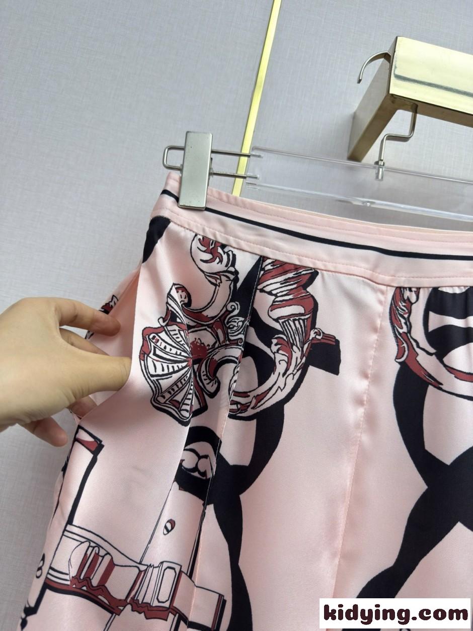 エルメス パンツ コピー クラシック プリント シルク ワイドパンツ-2