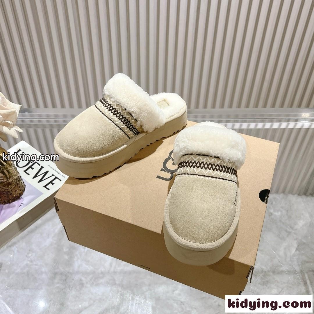 UGG スエード ムートン スリッパ アグ サンダル スーパーコピー 秋冬 カジュアル ベージュ-1