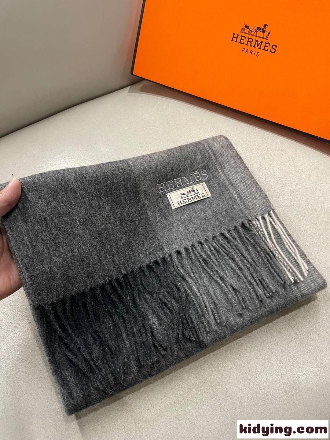 エルメス スカーフ コピー シンプル 上品 カシミヤ マフラー グレー-0