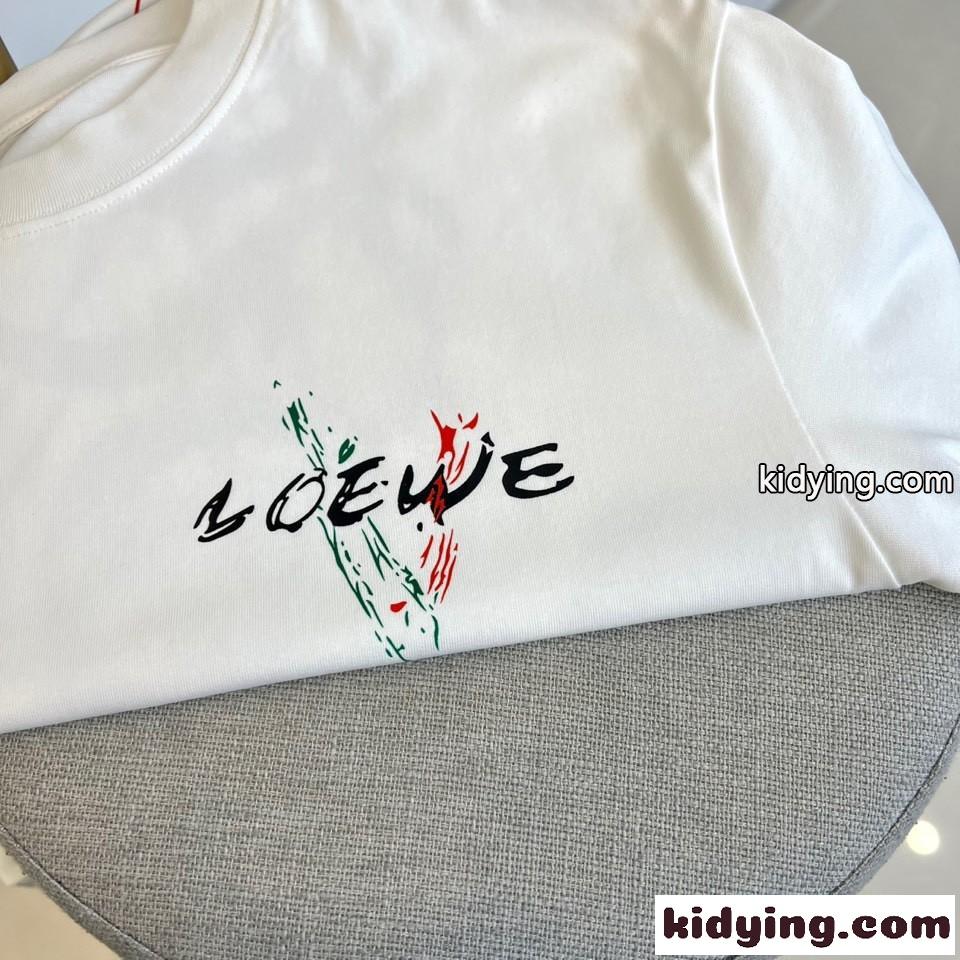 バックプリント クルーネック 半袖Tシャツ ロエベ Tシャツ 偽物 ホワイト-2