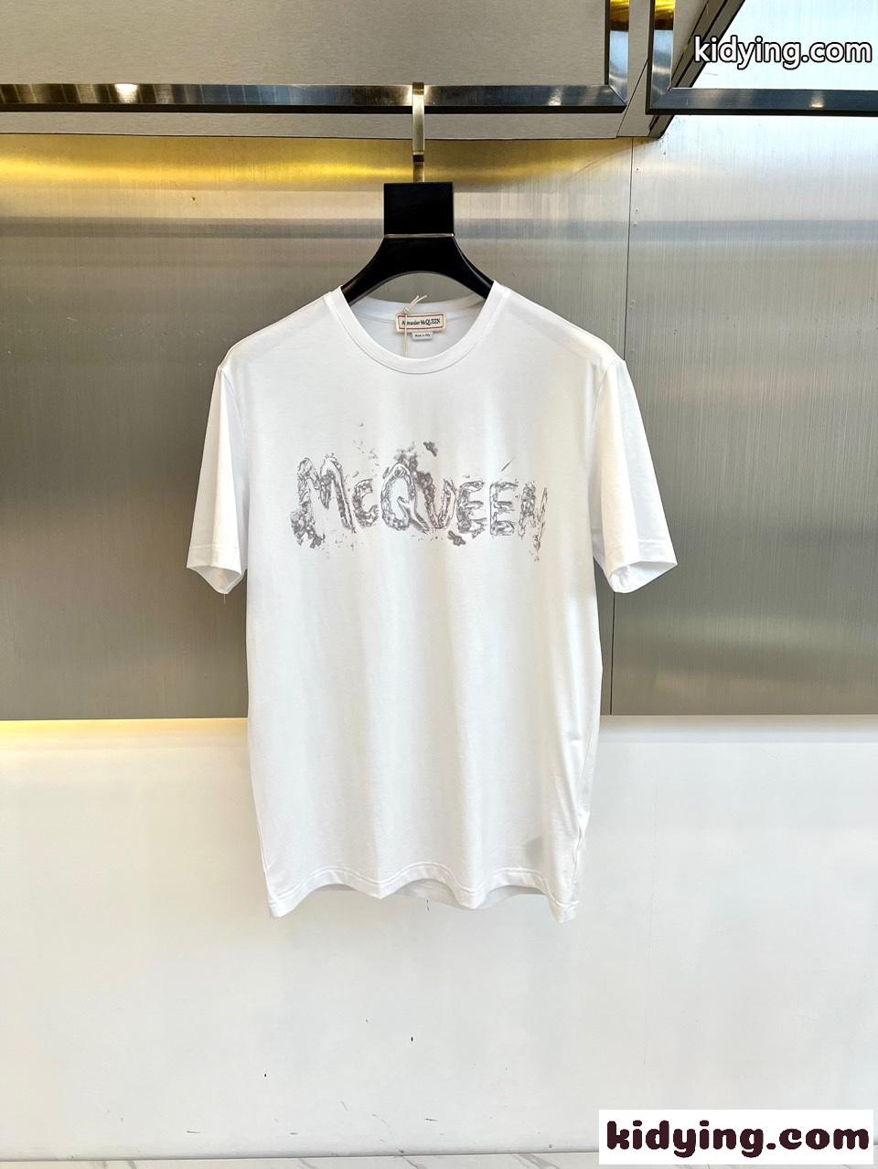 McQueenグラフィティ 半袖Tシャツ アレキサンダー・マックイーン Tシャツ コピー ホワイト-0