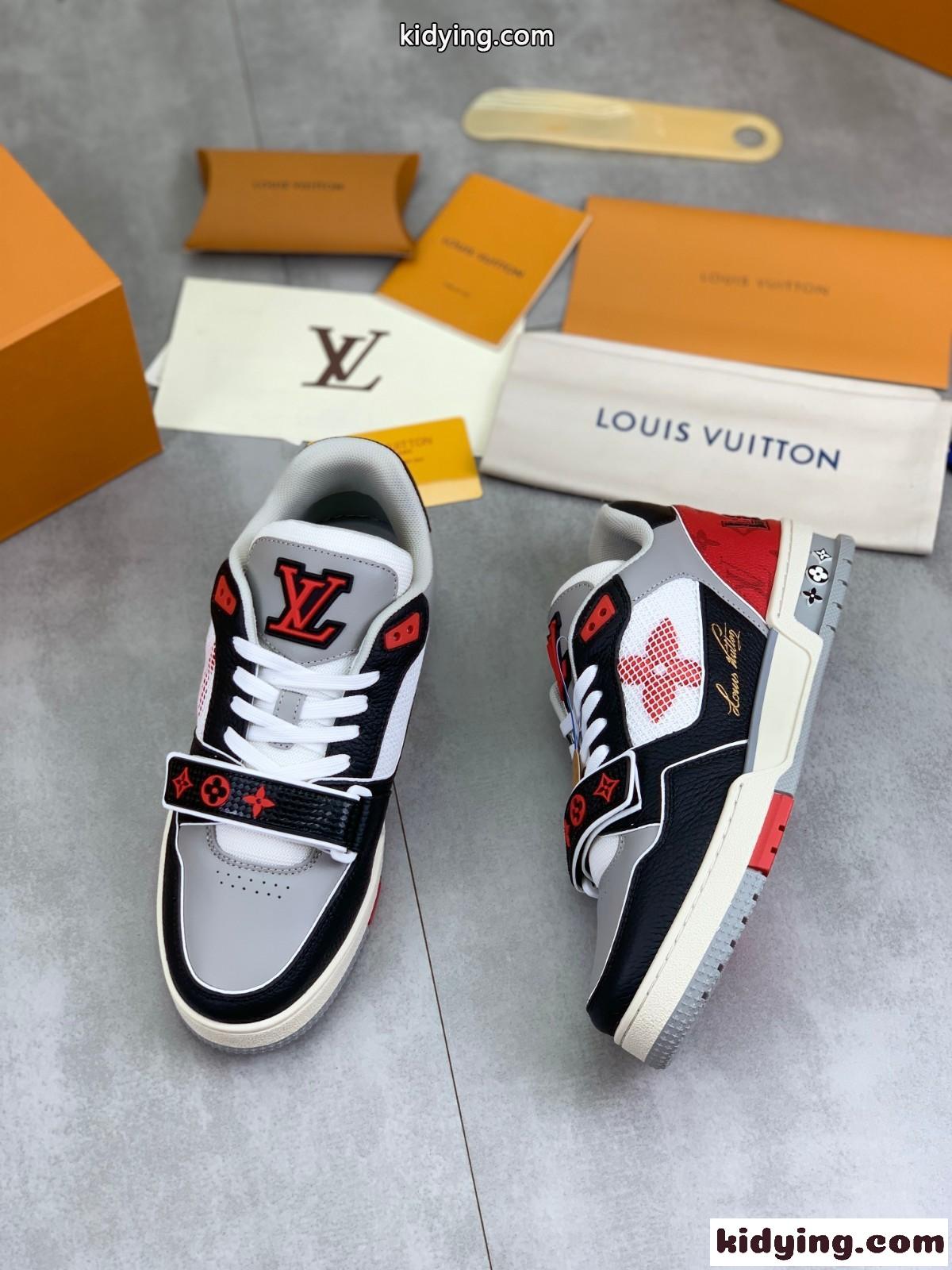 LV トレイナー・ライン ルイヴィトン スニーカー スーパーコピー レッド-2