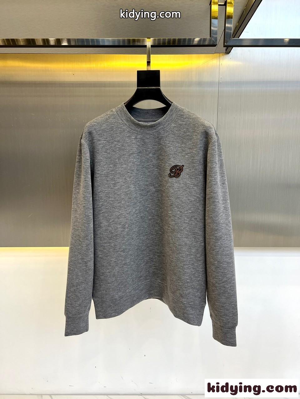 定番 カジュアル クルーネック コットンス ウェットシャツ バーバリー 長袖Tシャツ コピー グレー-1