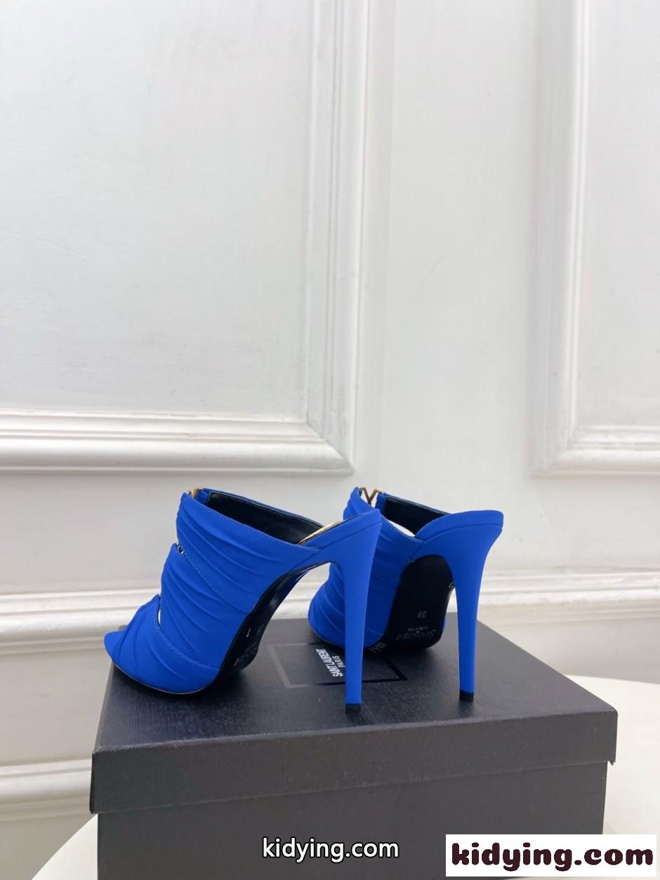 注目される YSL エミリー ミュール イヴ・サンローラン サンダル コピー ブルー-2