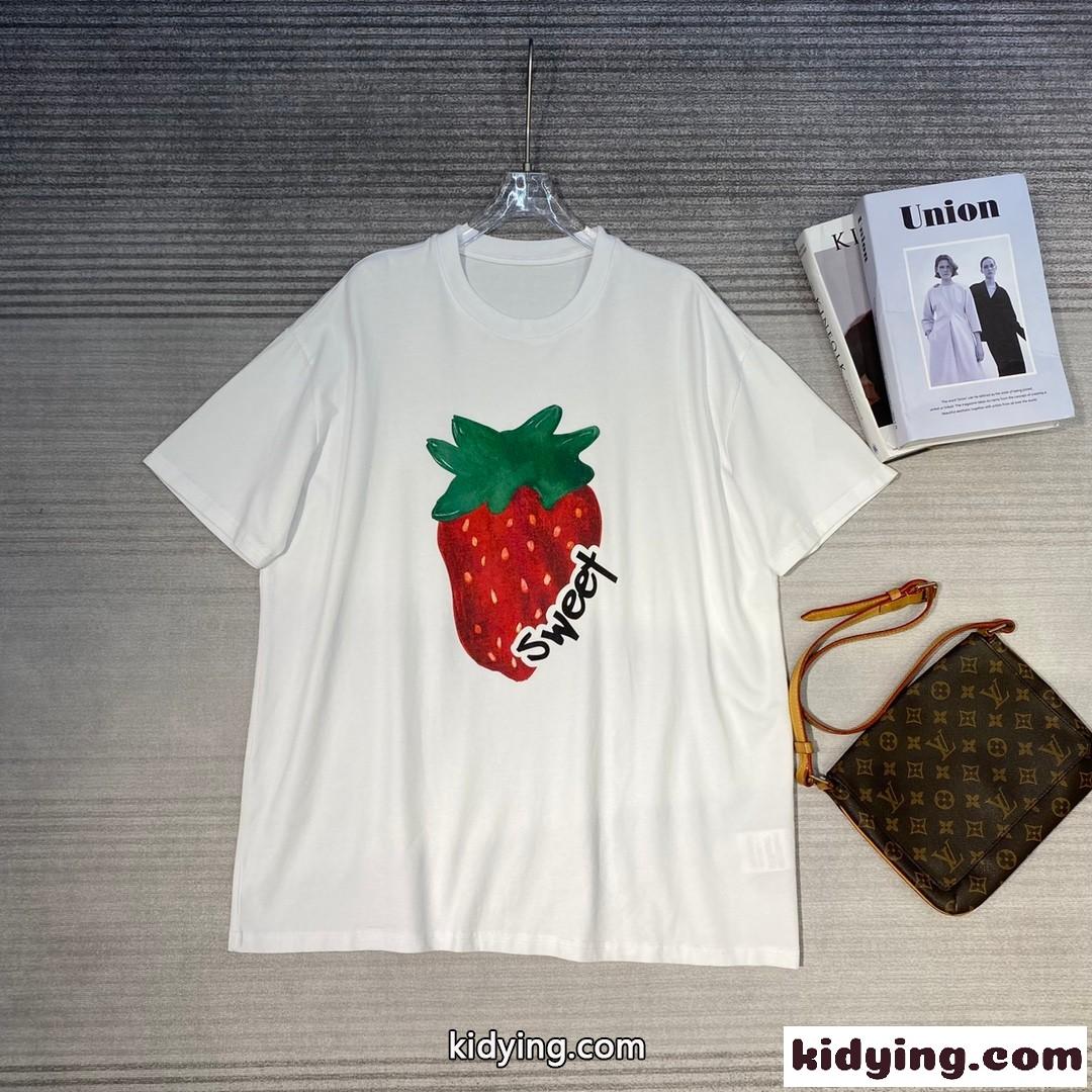 カジュアル 合わせやすい クルーネック コットン ミュウミュウ 半袖tシャツ コピー 可愛い おしゃれ プリント-0