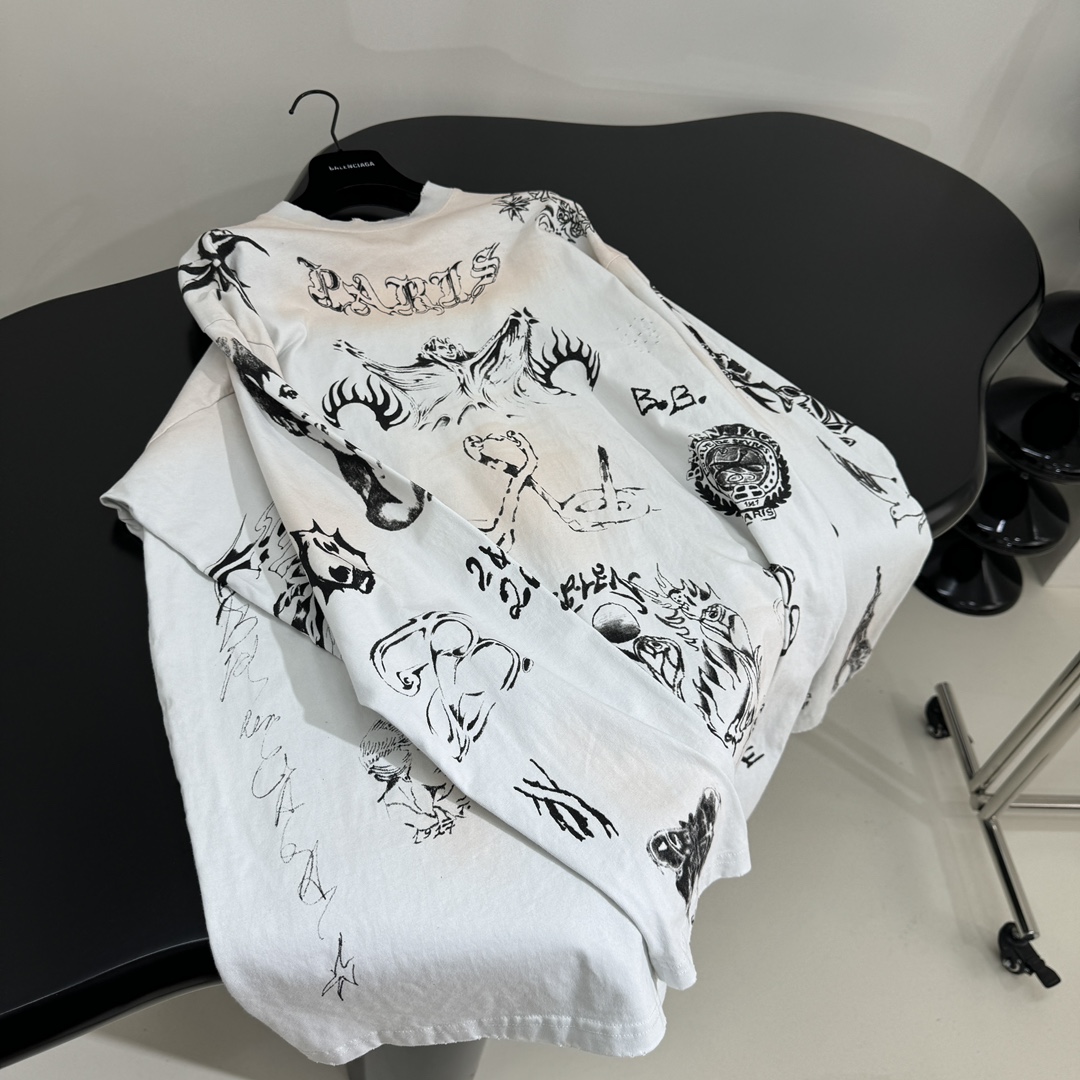 オーバーサイズ ロングスリーブTシャツ バレンシアガ 長袖Tシャツ コピー ユニセックス-3