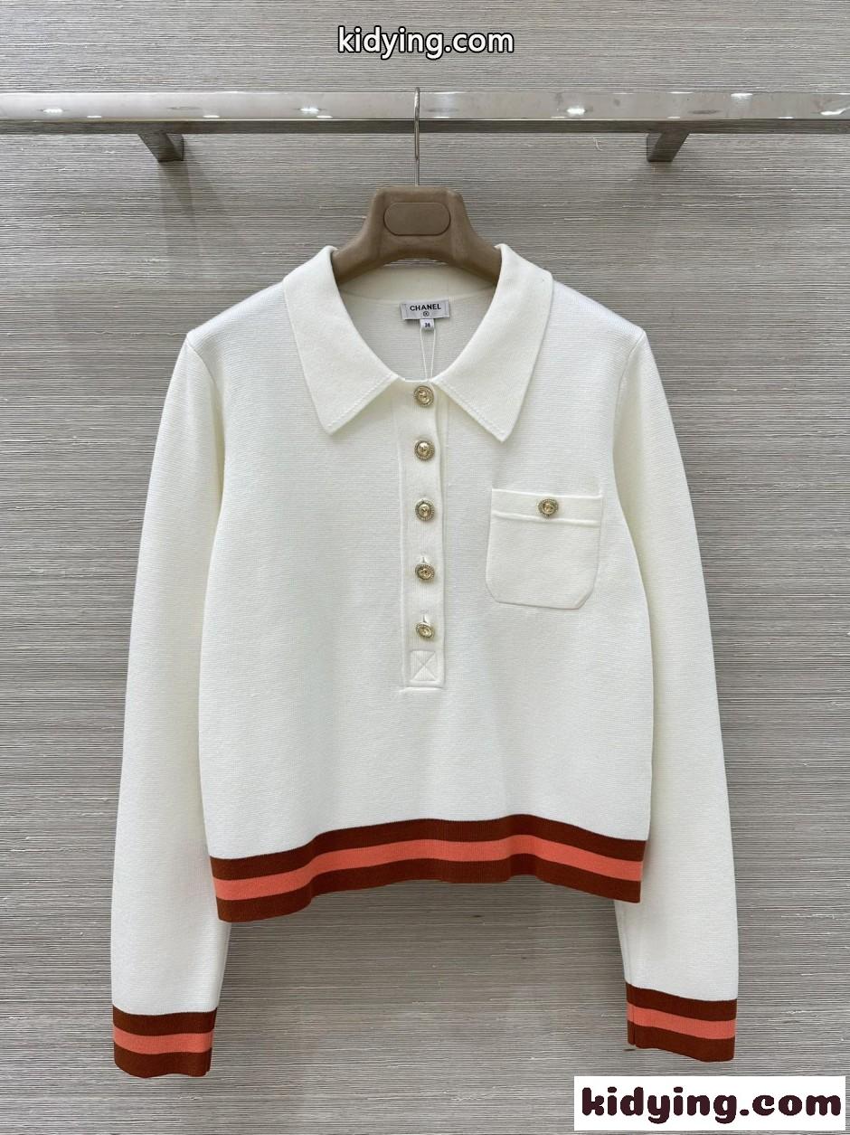 洗練された 襟付き ニットプルオーバー シャネル ニット 偽物 カシミヤ-2