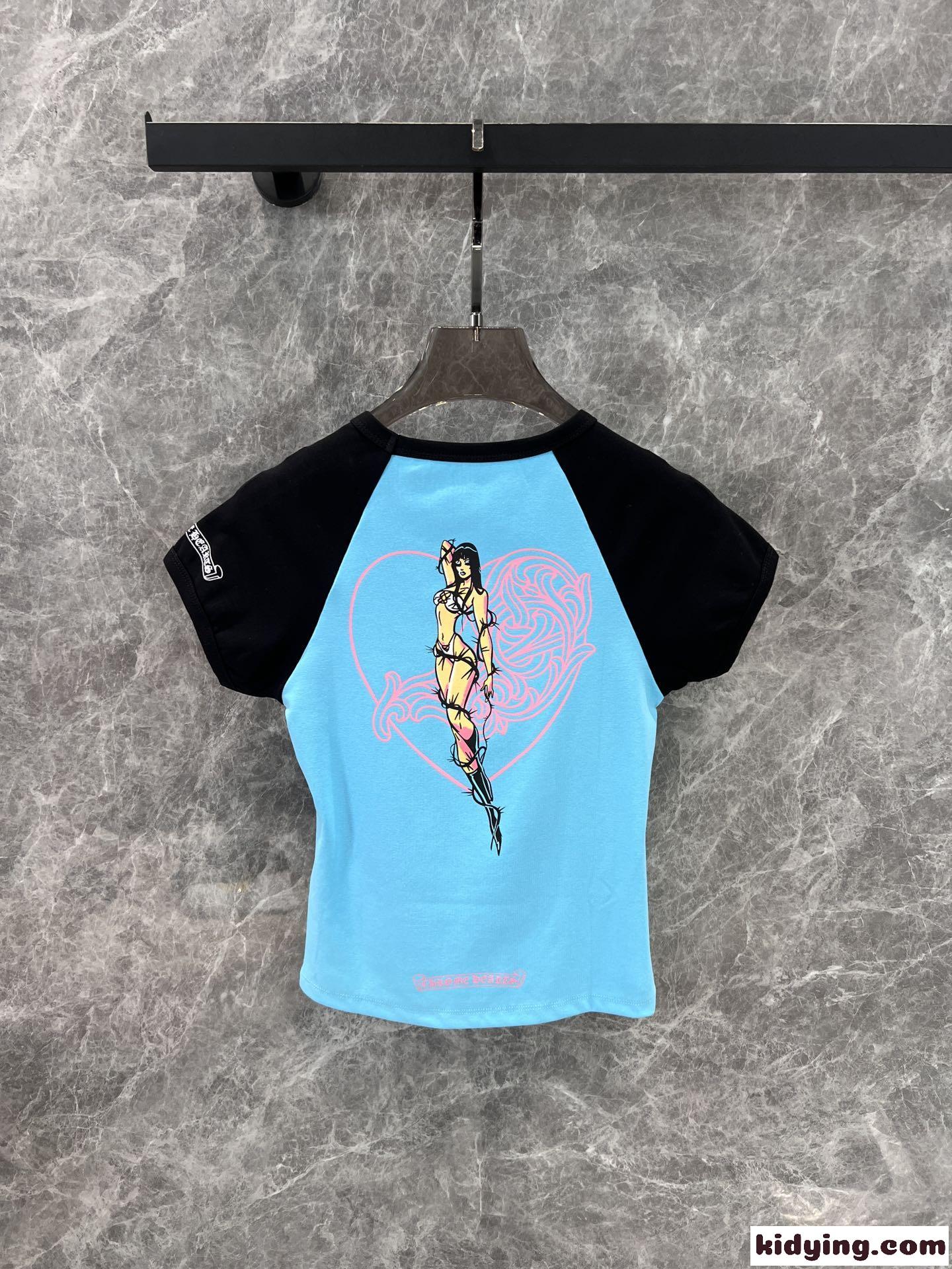 カジュアル プリント 配色 半袖Tシャツ クロムハーツ Tシャツ コピー レディース-2