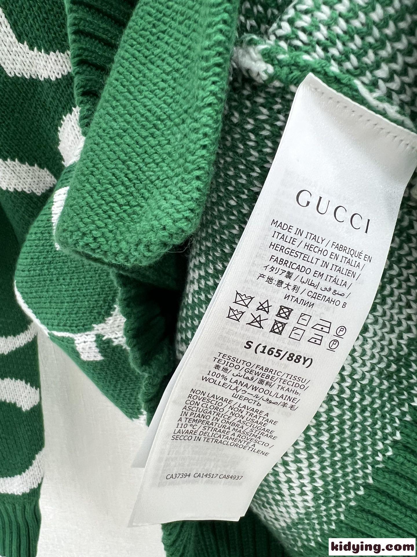 GUCCI インターシャ ウール カーディガン グッチ ニット コピー ユニセックス グリーン-3