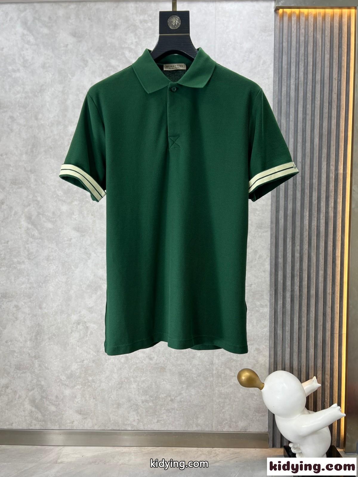 カジュアル コットン ポロシャツ バーバリー 半袖Tシャツ コピー グリーン-1