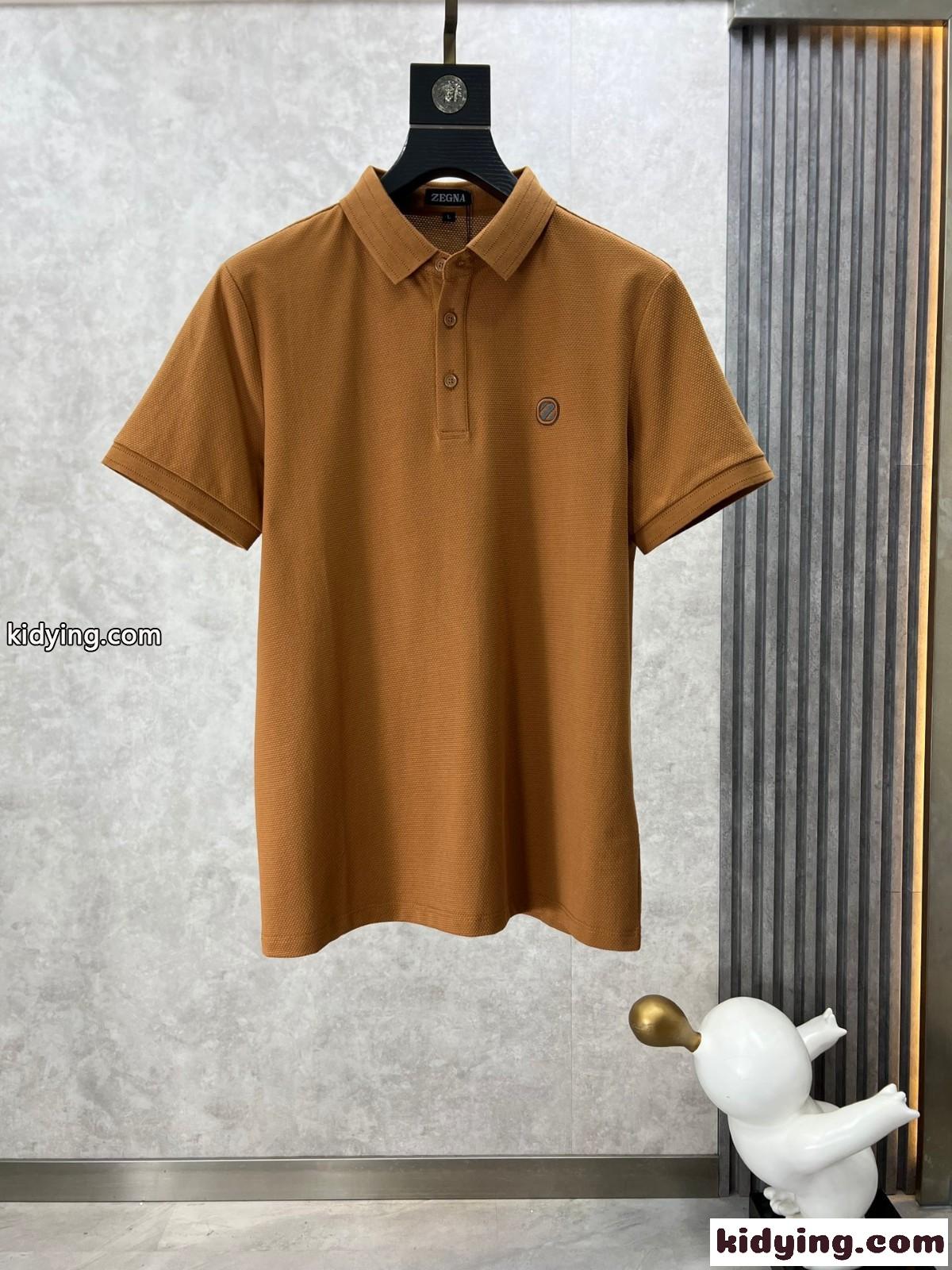 エルメネジルド・ゼニア Tシャツ コピー カジュアル 定番 半袖 ポロシャツ ブラウン-0