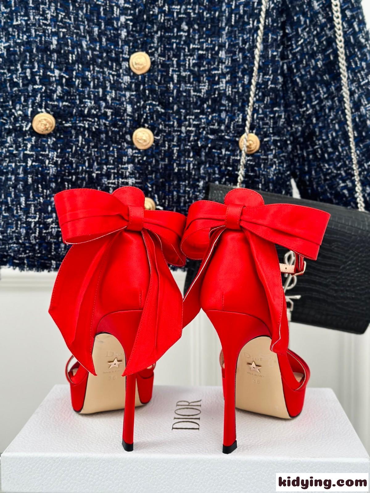 Mlle Dior ヒールサンダル クリスチャン・ディオール サンダル コピー レッド-3