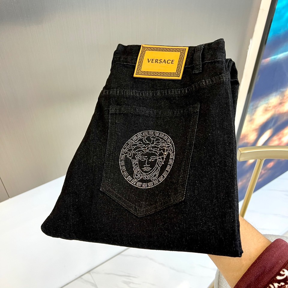 シンプル 合わせやすい ヴェルサーチェ ジーンズ 偽物 デニムパンツ-2