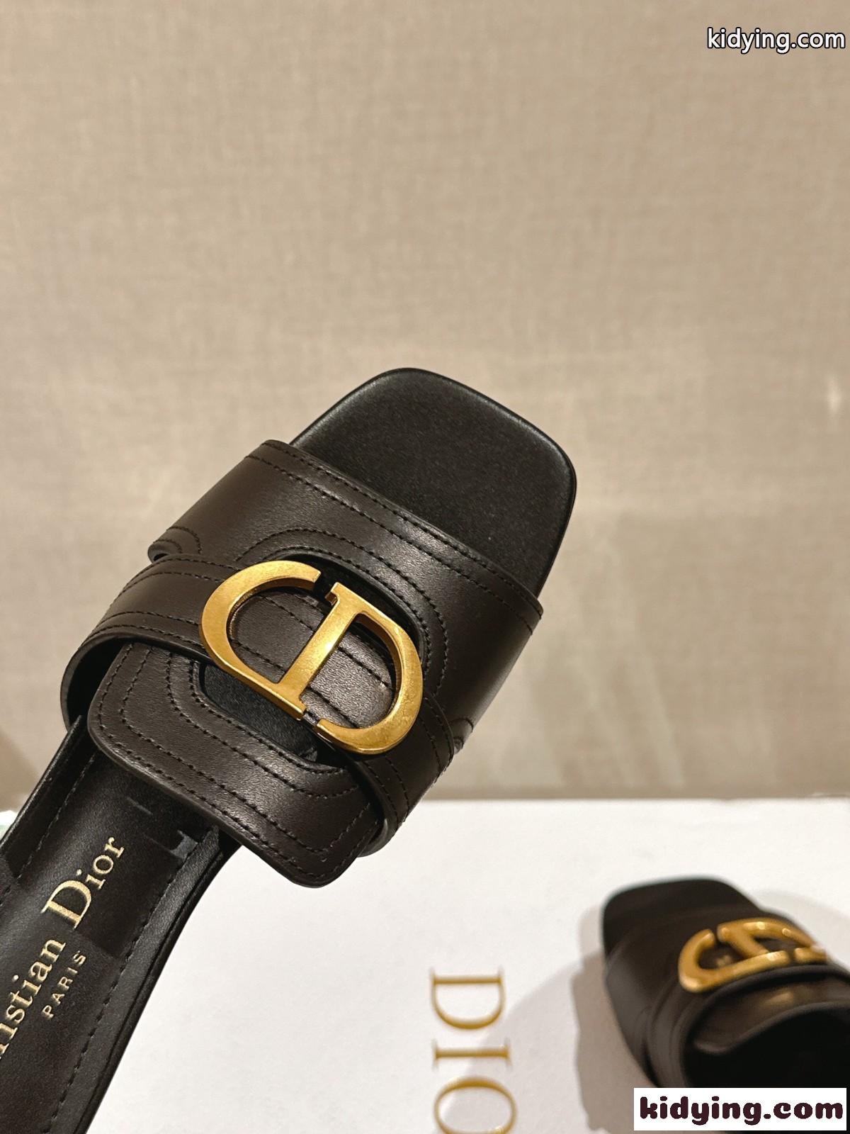 Dior Or 30 Montaigne ヒールスライド クリスチャン・ディオール サンダル コピー ブラック-2