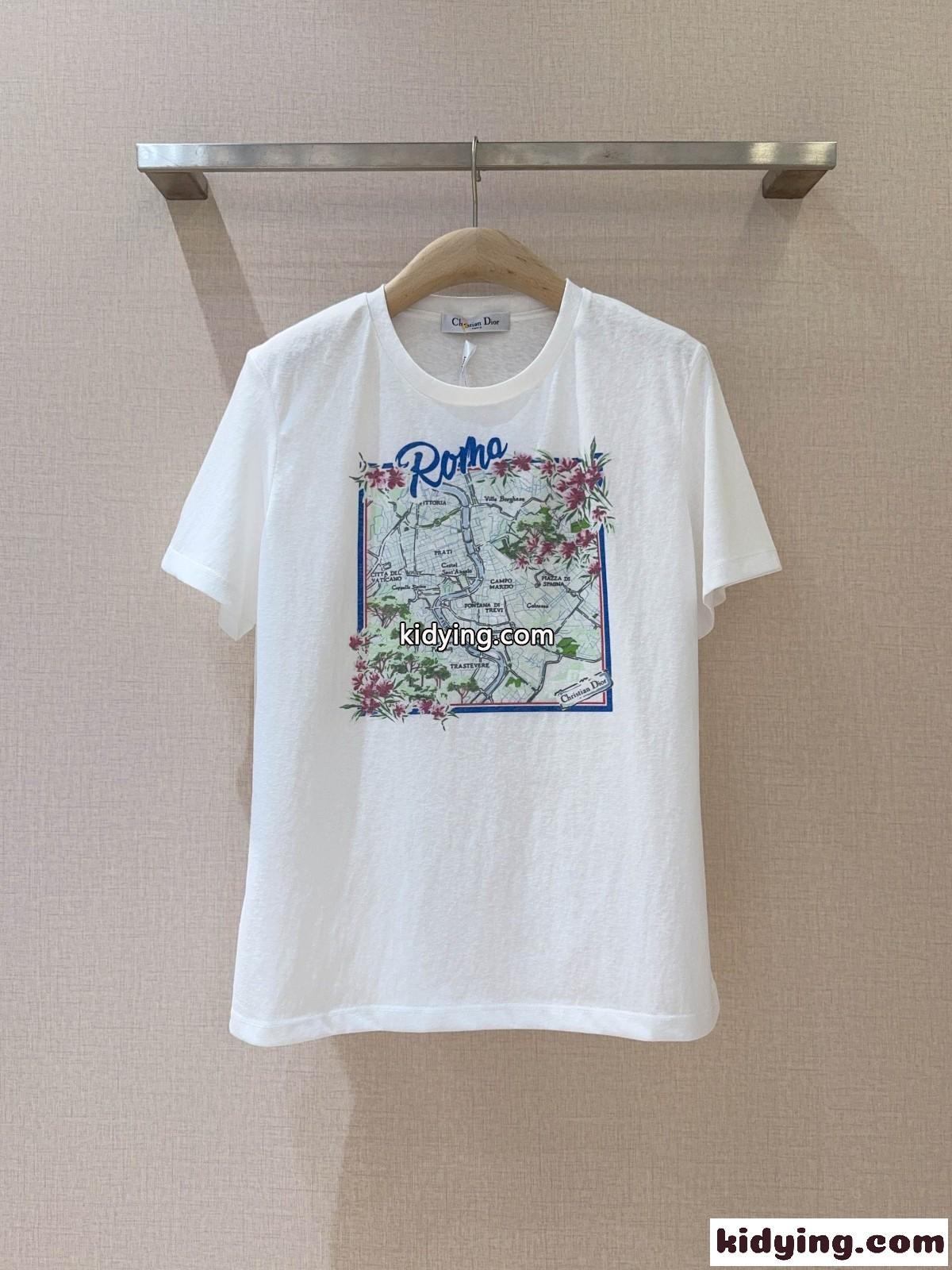 クリスチャン・ディオール Tシャツ 偽物 おしゃれ プリント クルーネック-0
