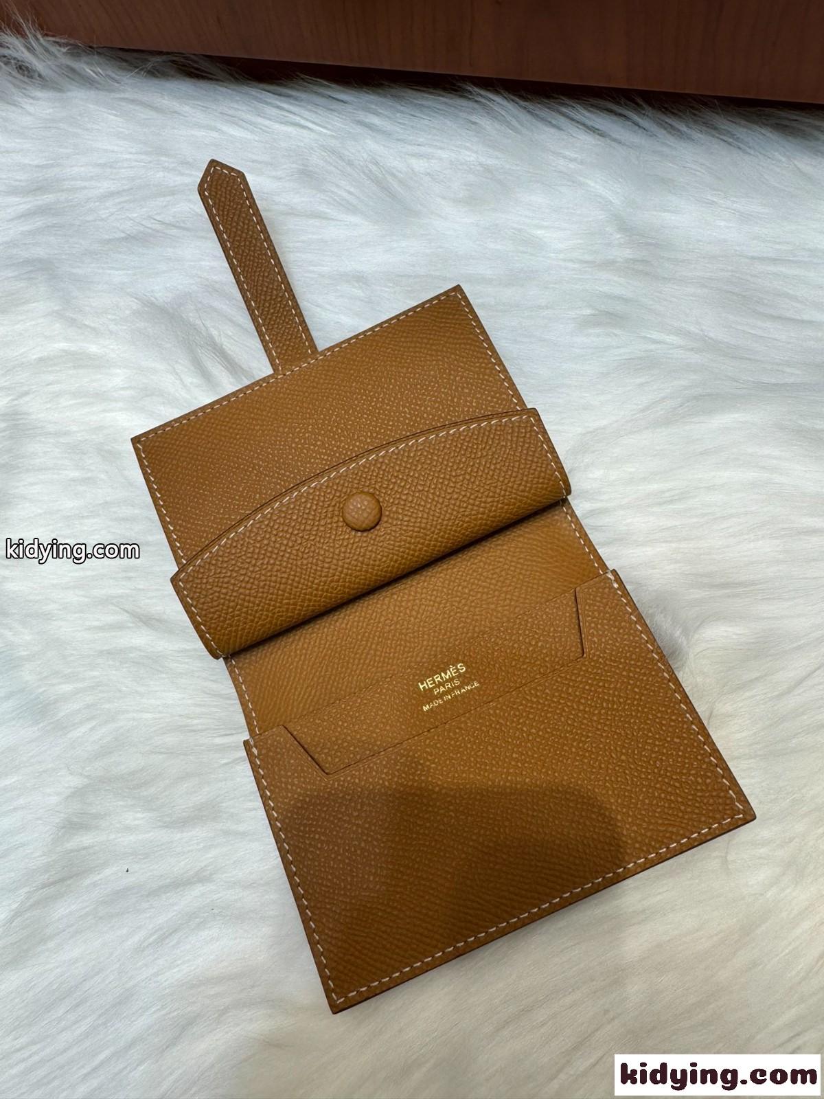 定番で大人気！コンパクト 二つ折り財布 エルメス ベアン ミニ財布 コピー ブラウン-2