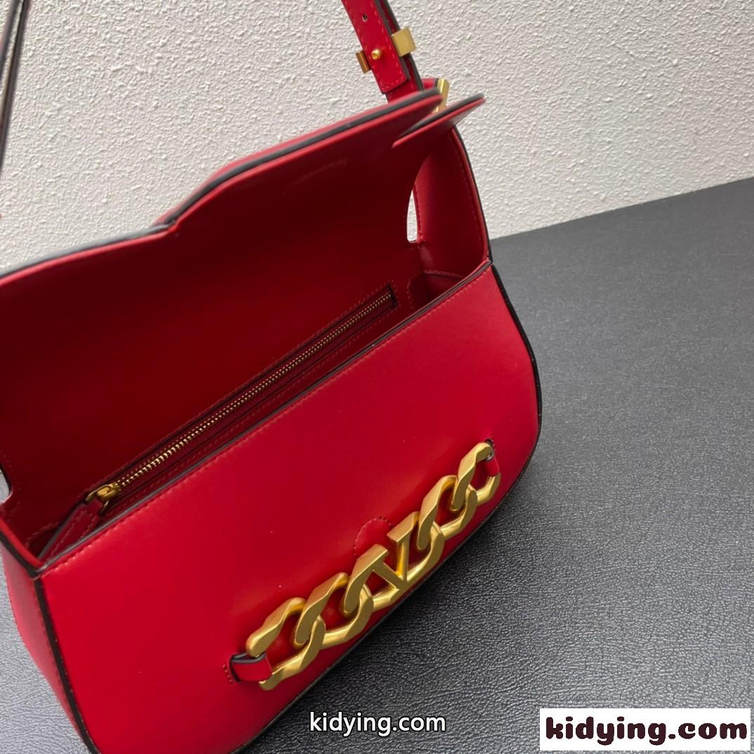 Vロゴ チェーン ショルダーバッグ ヴァレンティノ バッグ コピー カーフスキンレザー スモール レッド-4