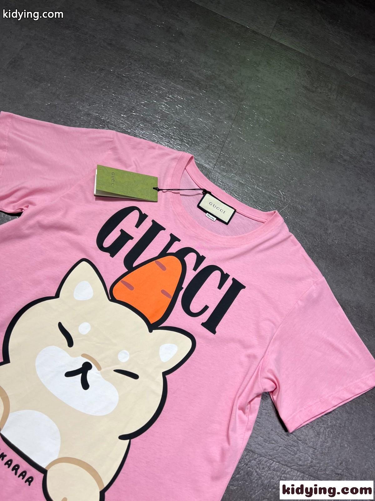 カジュアル 可愛い プリント クルーネック コットン 半袖Tシャツ グッチ Tシャツ コピー-4