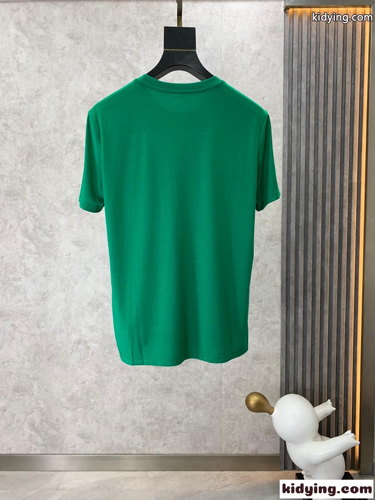 ベーシック ロゴ クルーネック 半袖 コットンTシャツ バーバリー Tシャツ コピー グリーン-1
