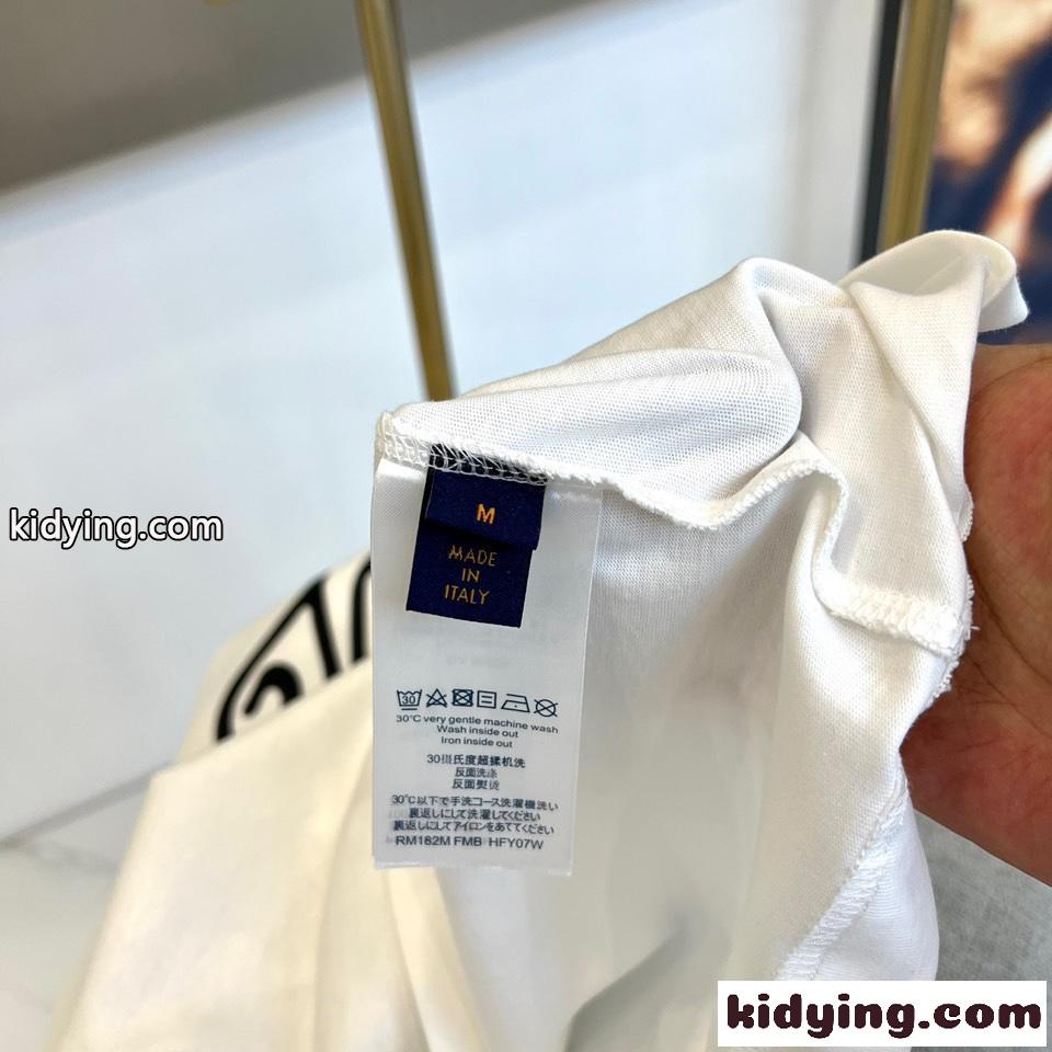 ルイ・ヴィトン 半袖Tシャツ コピー 人気 おしゃれ ロゴ コットンtシャツ ホワイト-3