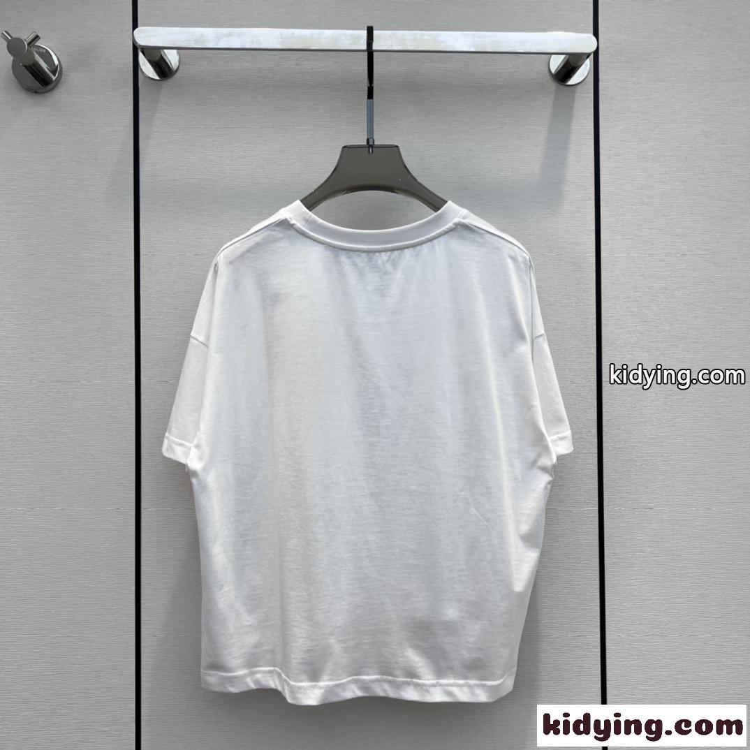 アナグラム コットン Tシャツ ロエベ Tシャツ コピー レディース ホワイト-2