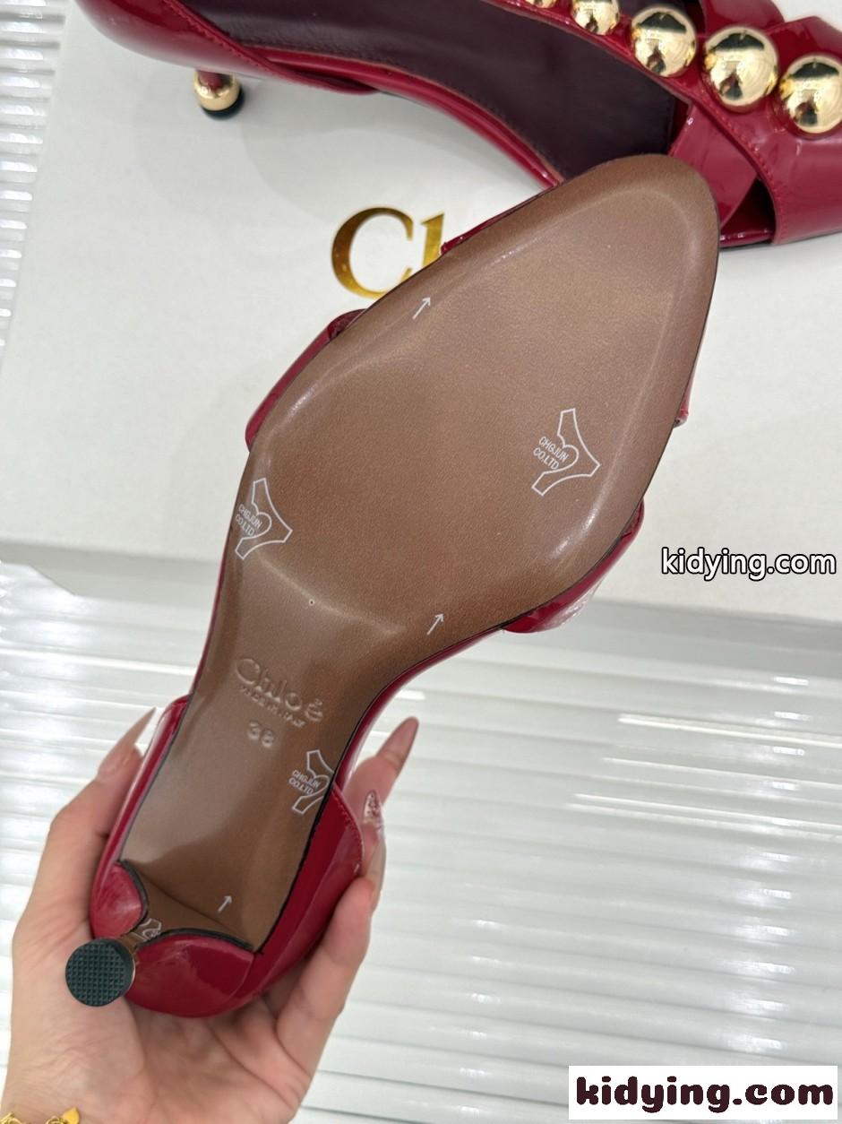 エレガント クロエ CLEIAヒール サンダル コピー パテントレザー レッド-3