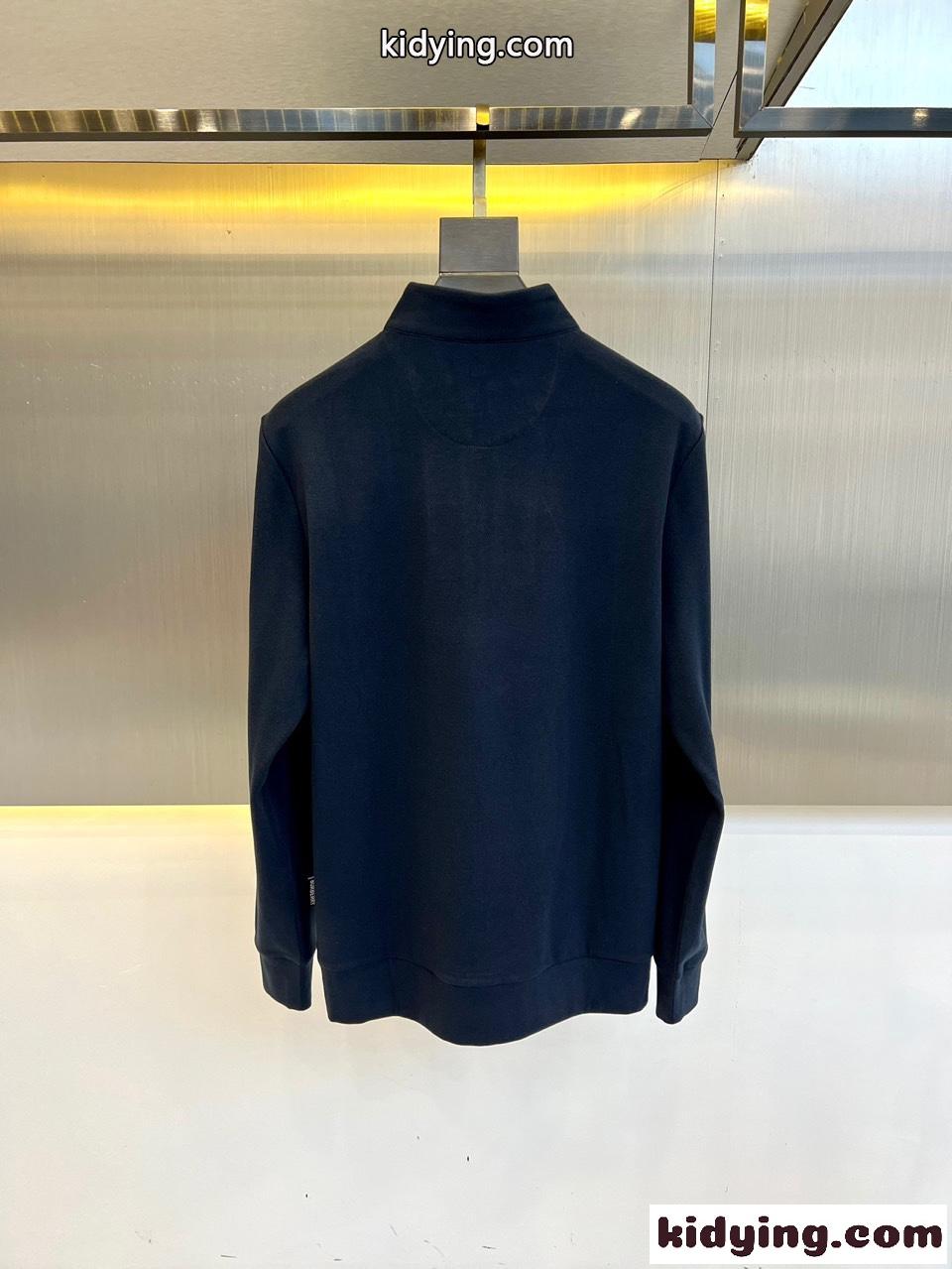 ハーフジップ フリース プルオーバー バーバリー 長袖Tシャツ 偽物 ネイビー-4