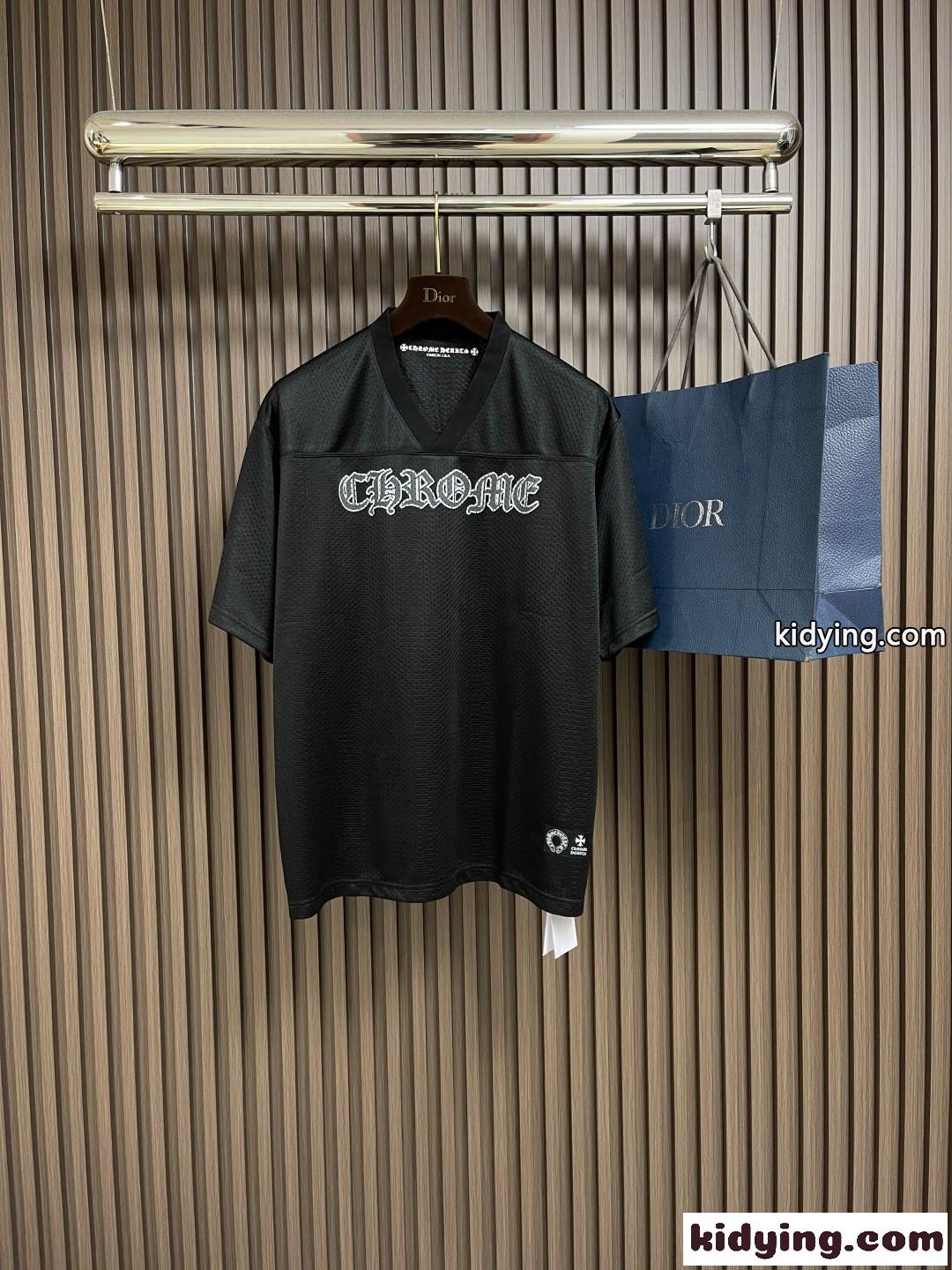 カジュアル ロゴ Vネック 半袖Tシャツ クロムハーツ Tシャツ 偽物-0
