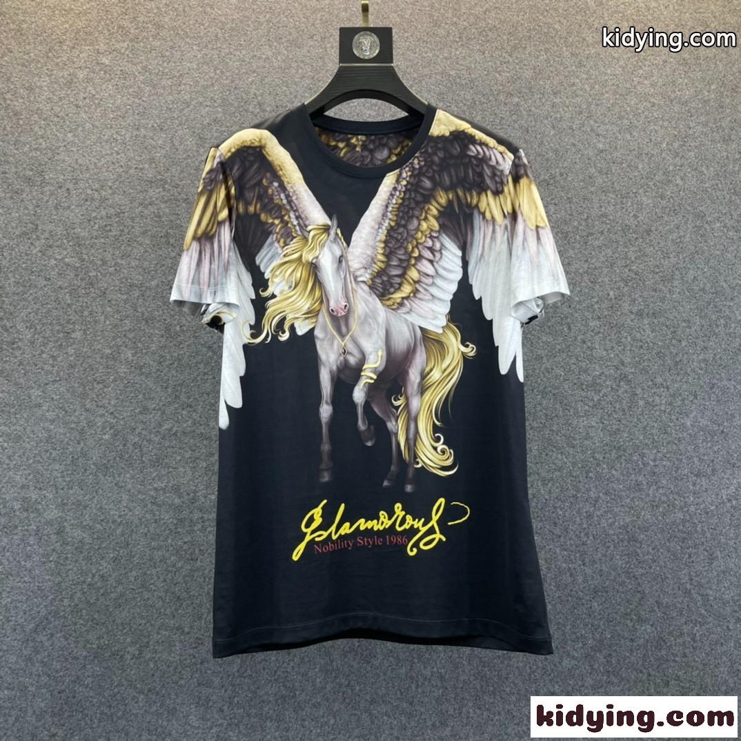 注目される プリント ラウンドネック 半袖Tシャツ エルメス Tシャツ コピー 柔らかい メンズ 春夏 新作 トップス-4