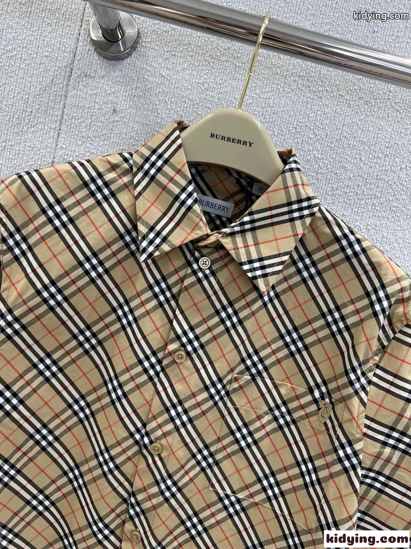 クロップド チェック コットンシャツ バーバリー シャツ コピー ベージュ-1