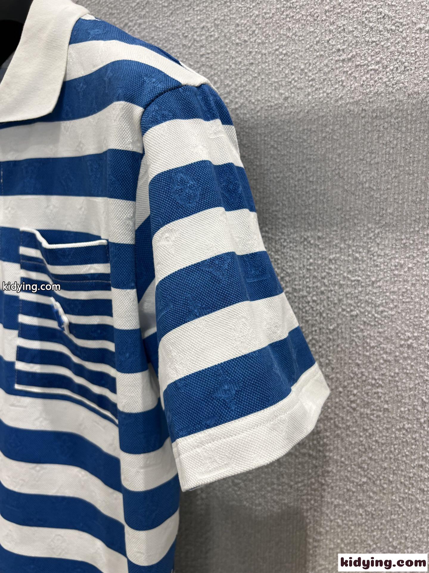 モノグラムストライプポロシャツ ルイ・ヴィトン Tシャツ コピー コットン-4