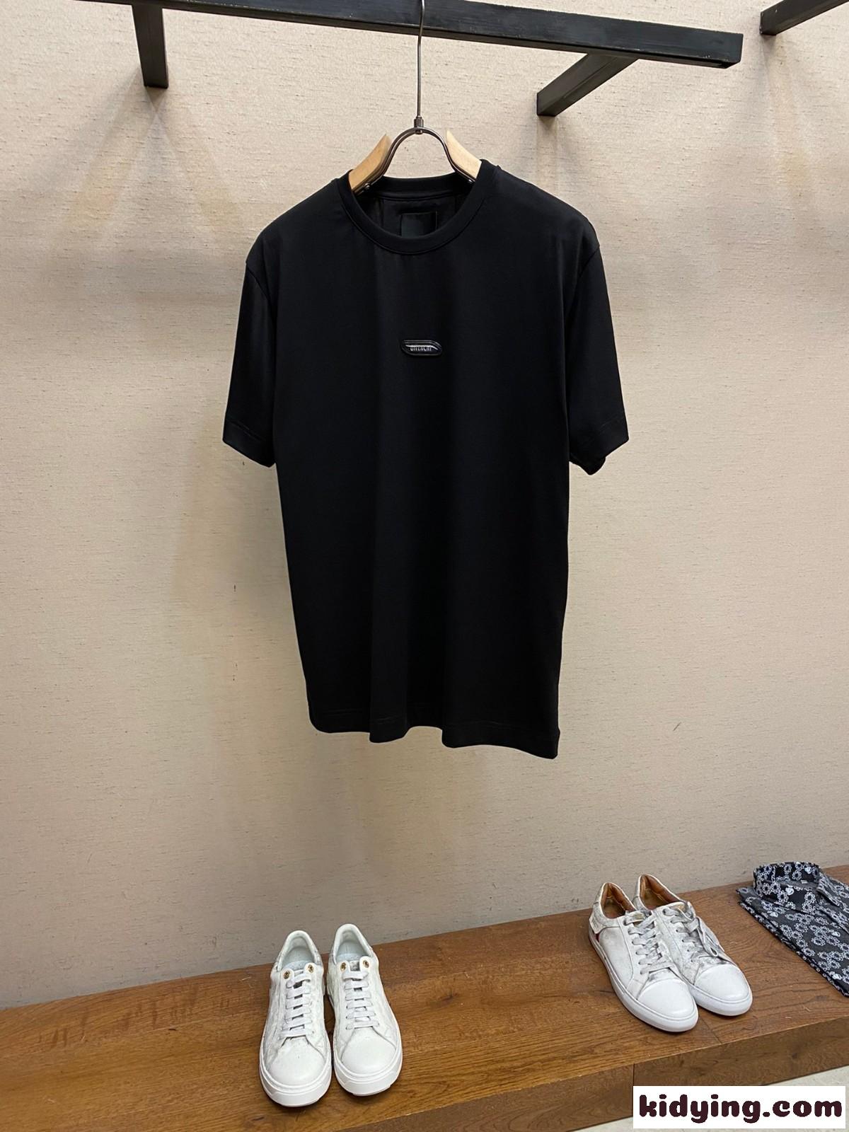 シンプル 着回し クルーネック コットンジャージー ジバンシィ Tシャツ コピー 半袖 ブラック-0