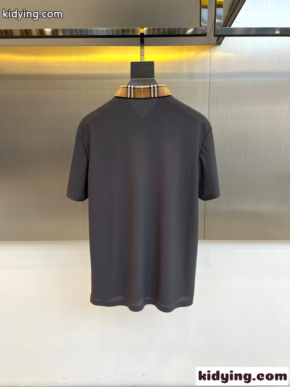 シンプル 上品 半袖 ポロシャツ バーバリー Tシャツ 偽物 グレー-3