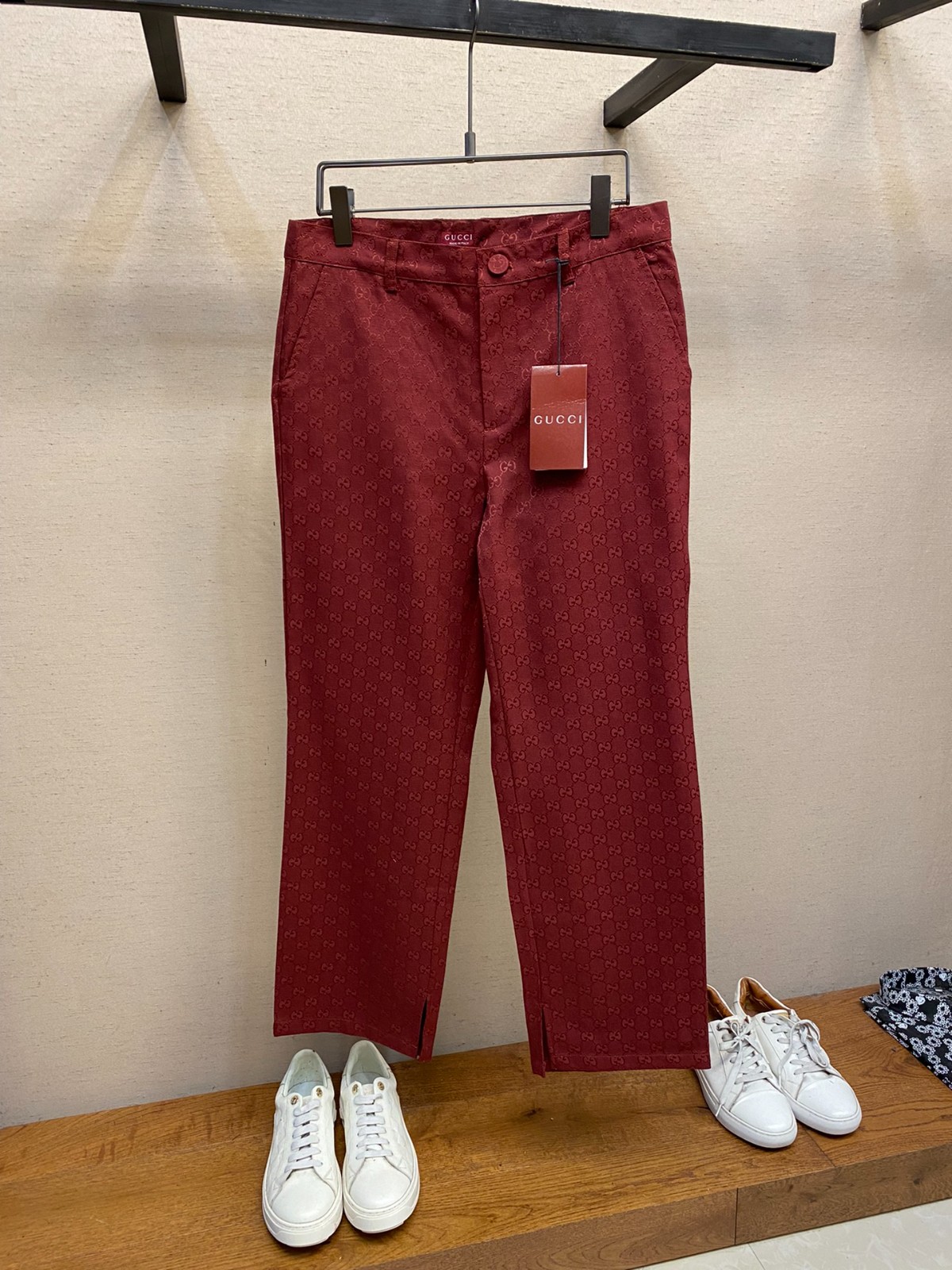 高級感 GGキャンバス ストレートパンツ グッチ パンツ コピー レッド-0
