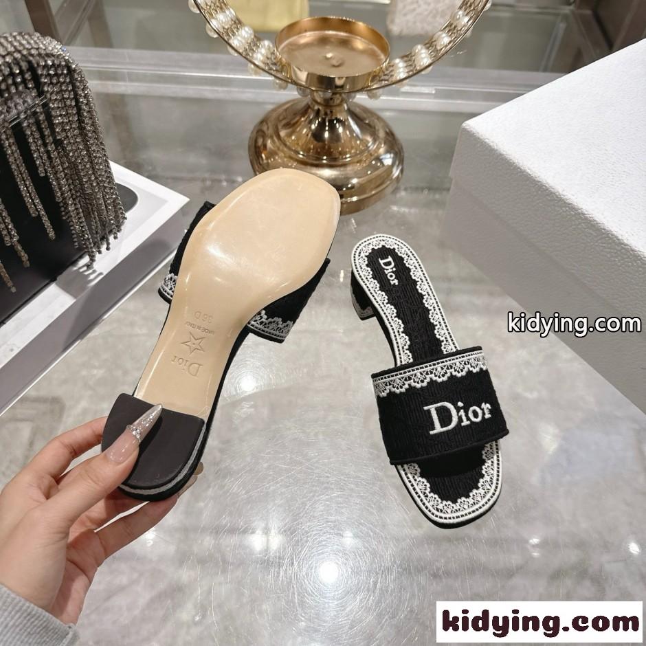 Dior Dentelle ヒールスライド クリスチャン・ディオール サンダル コピー ブラック-4